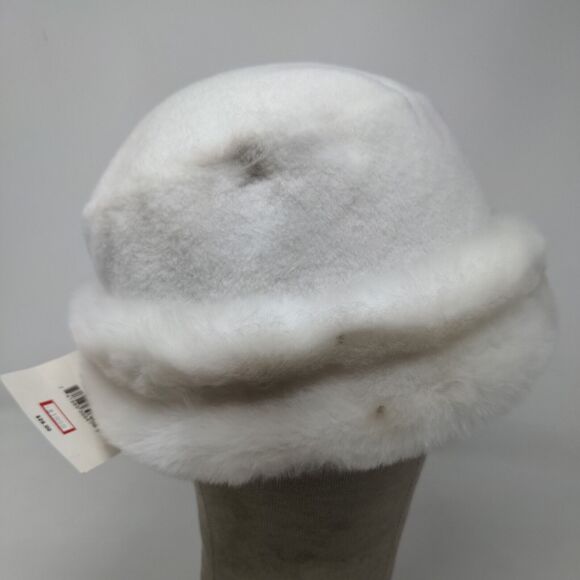 Madison & Max Womens Vegan Fur Hat White Ivory OSFM Poly Blend W/Tags - Picture 5 of 11